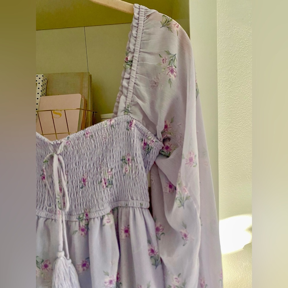 Floral Lavender Dress with Long Sleeves - Picture 2 of 3